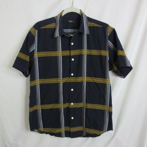 Theory Clean Short Sleeve Shirt Button Down Bold Check Jacquard Size Medium